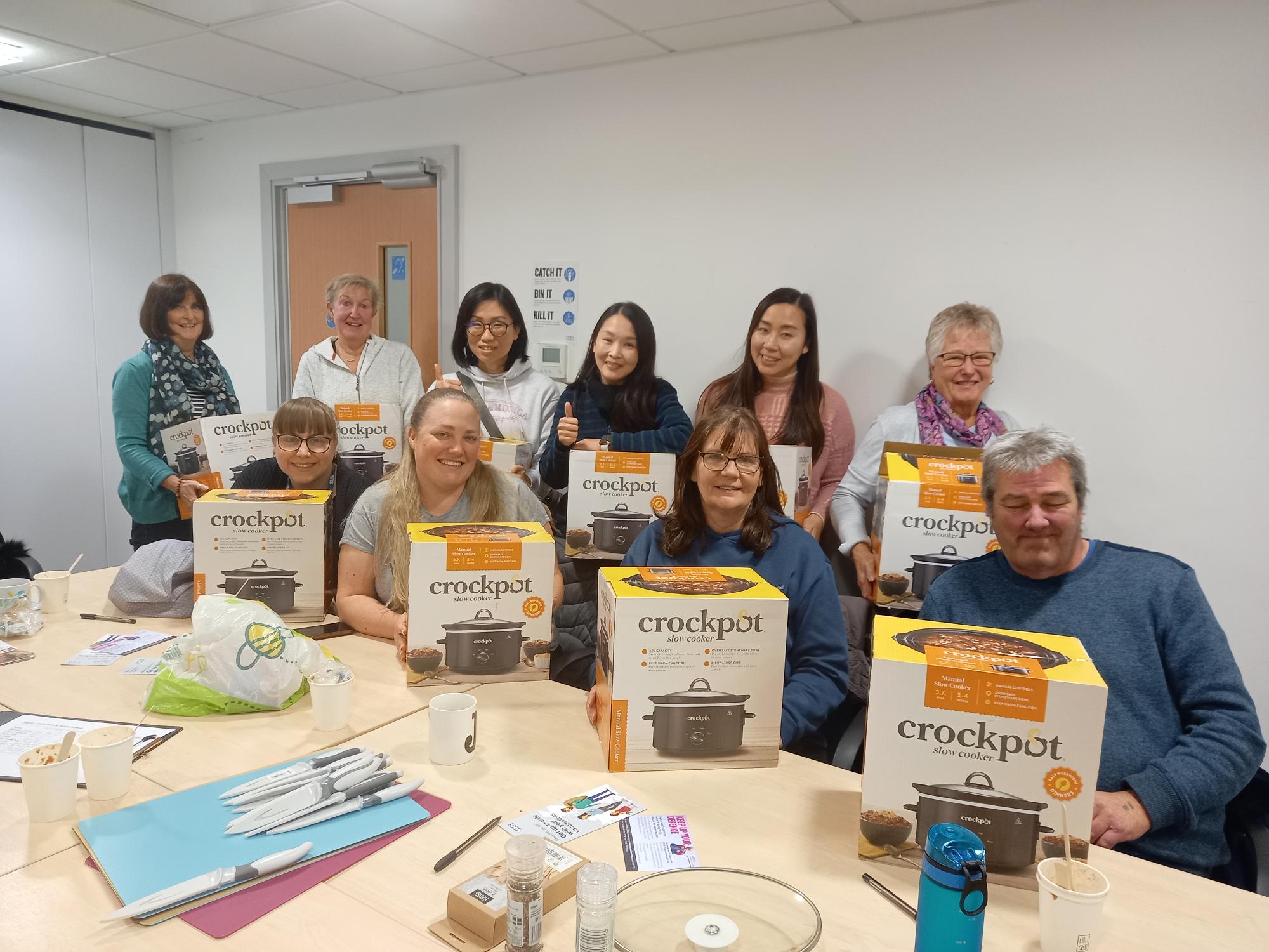 Several members of the public who have been on the course with their slow cookers